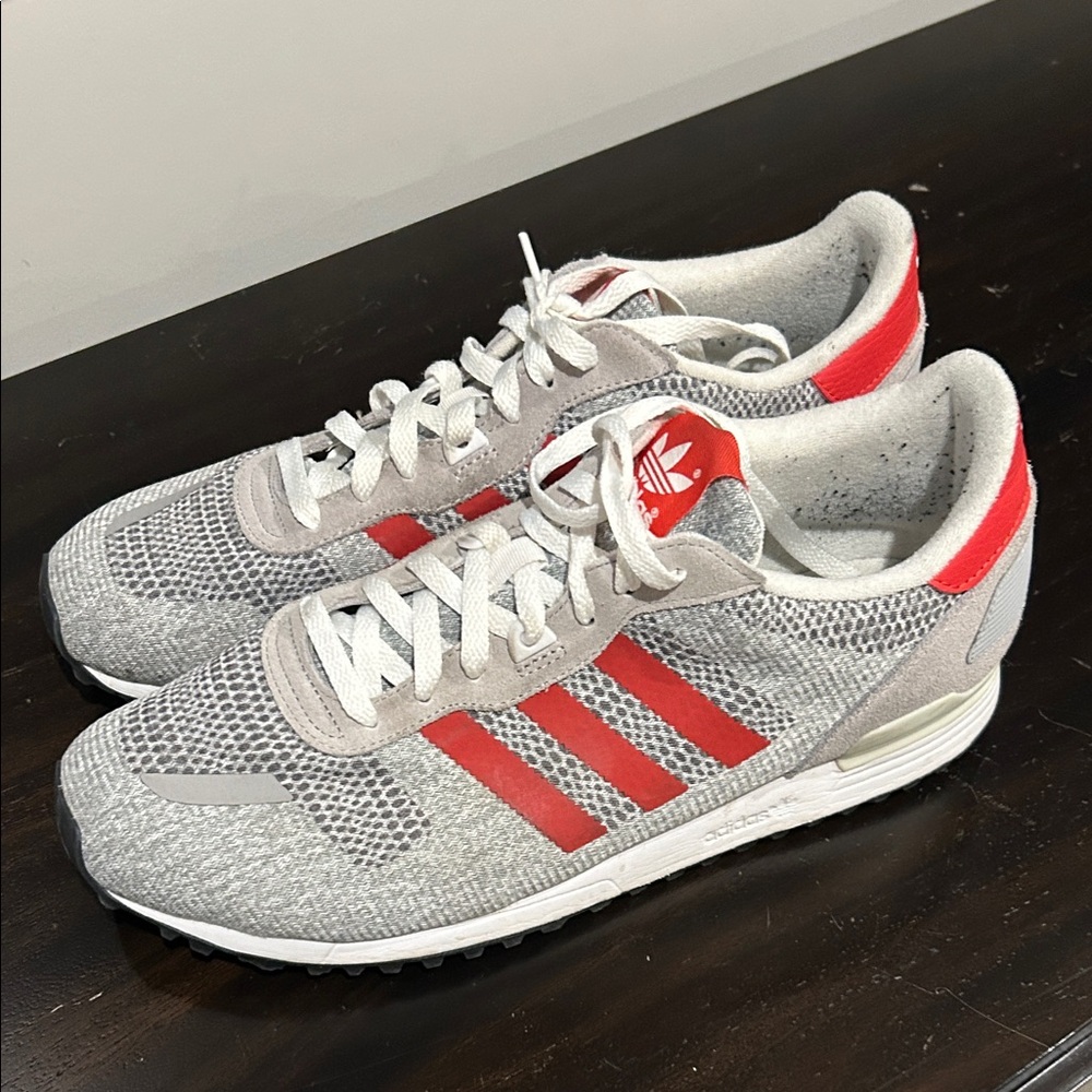 Adidas Red and Gray Athletic Shoes